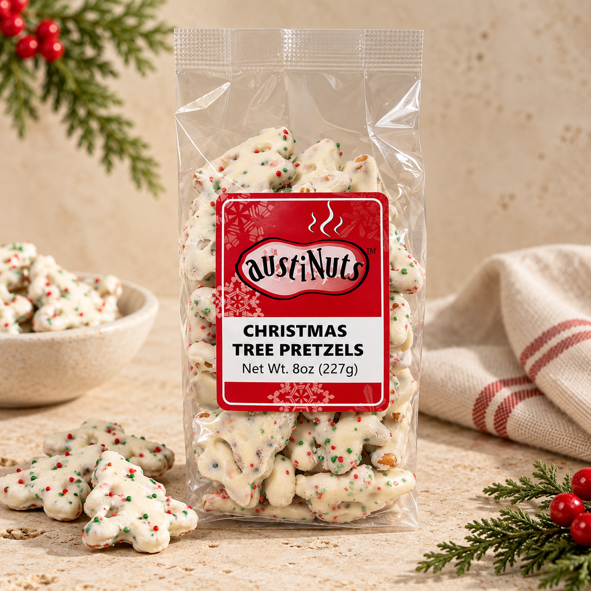 AustiNuts Christmas Tree Pretzels 8oz