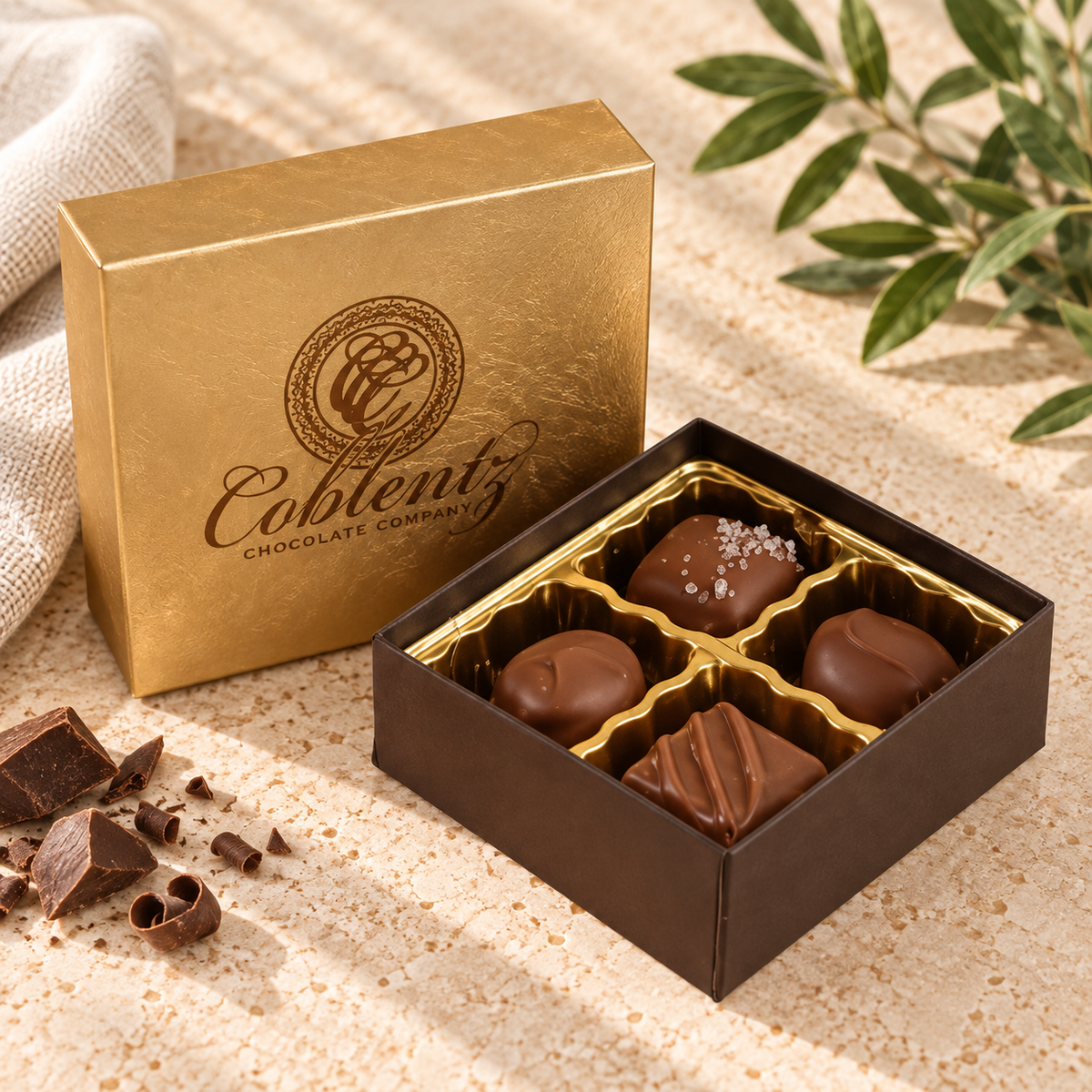 Coblentz Chocolate Company Chocolate Truffles Gold Box