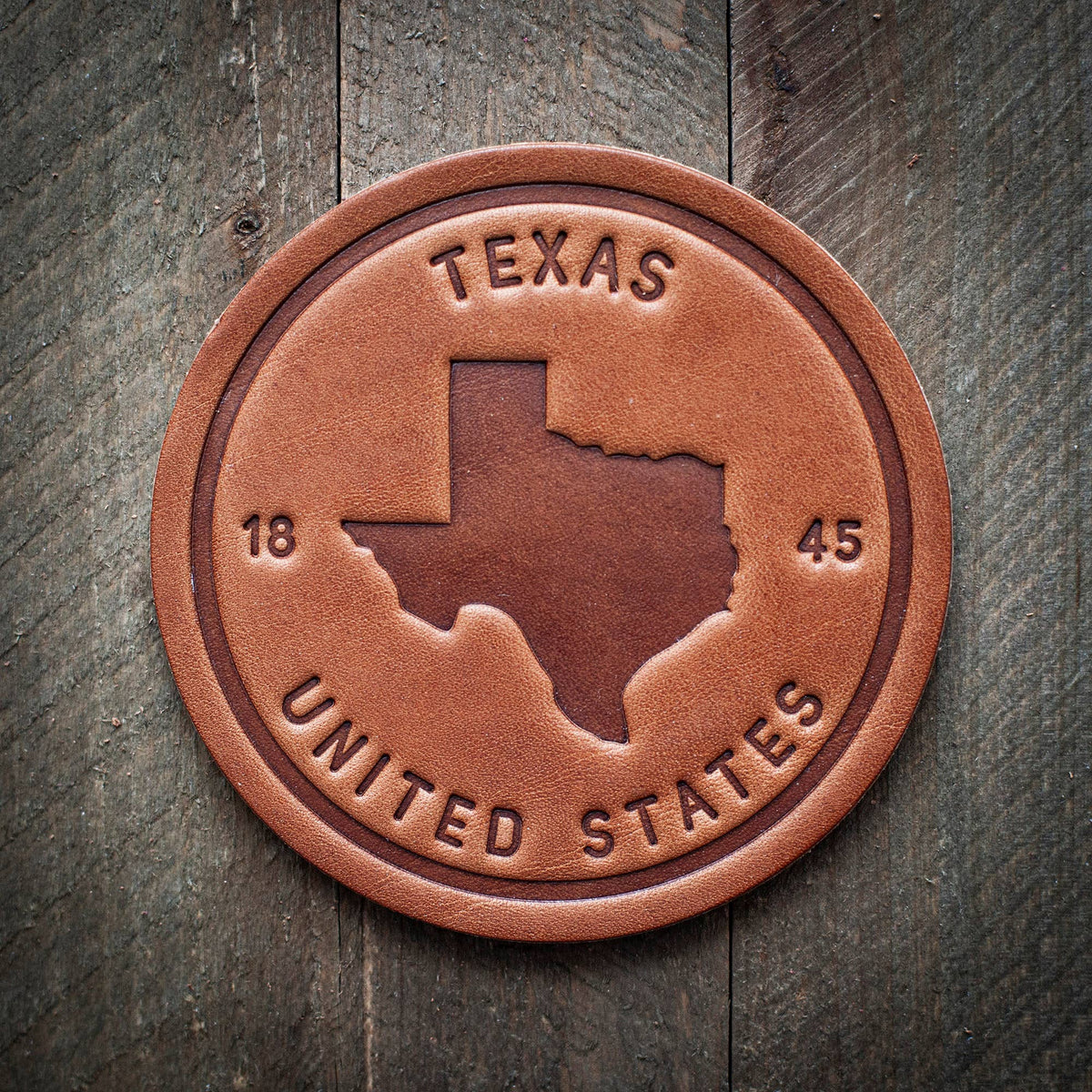 Texas State Silhouette Leather Coaster - The Artisan Gift Boxes