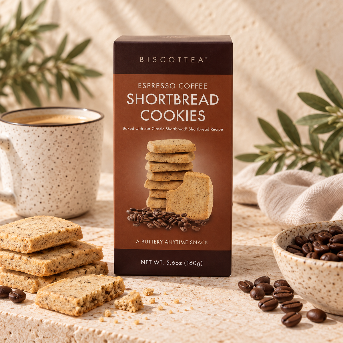 Biscottea Espresso Shortbread Cookies