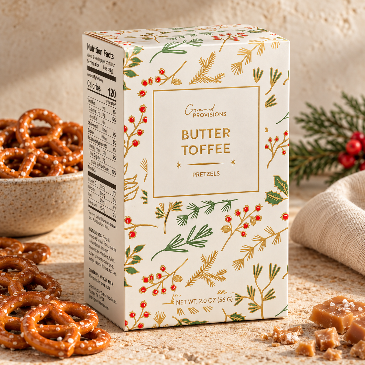 Grand Provisions Holiday Butter Toffee Pretzels