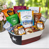 Houston gift basket packed with spicy pecans, small-batch chocolate handcrafted in Texas, and local snacks