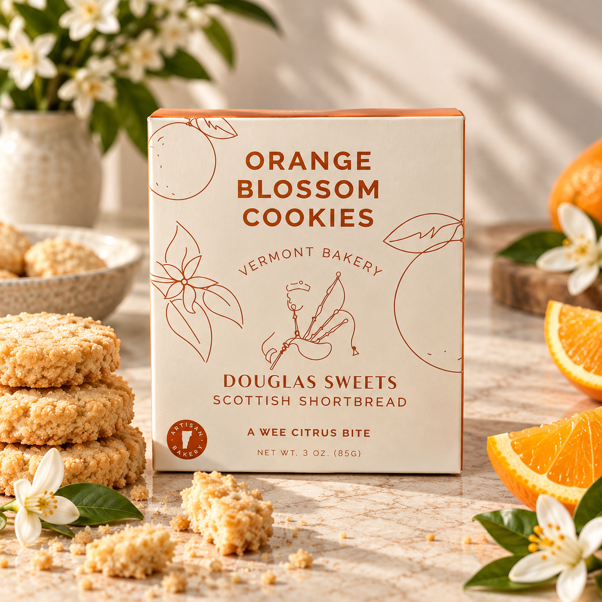 Orange Blossom Shortbread Cookies