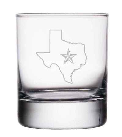 Texas Old-Fashioned Gift Box Whiskey glasses, Texas state etched glassed, old-fashioned kit, Texas coasters The Artisan Gift Boxes 