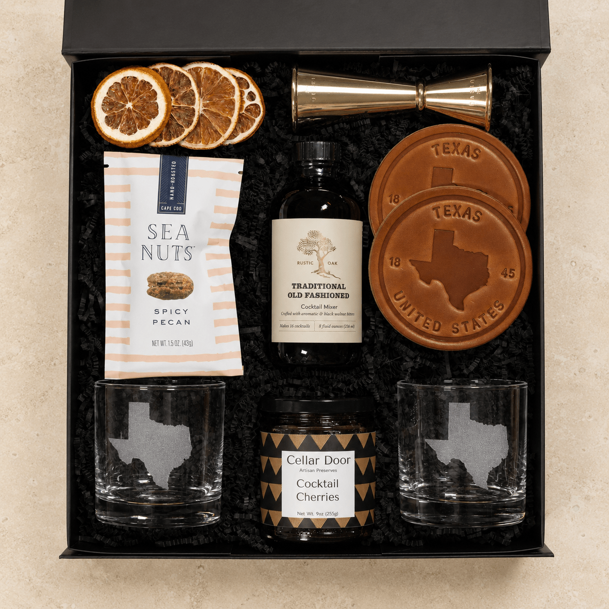 Texas Old Fashioned Deluxe Gift Box | Luxury Cocktail Gift Set - The Artisan Gift Boxes
